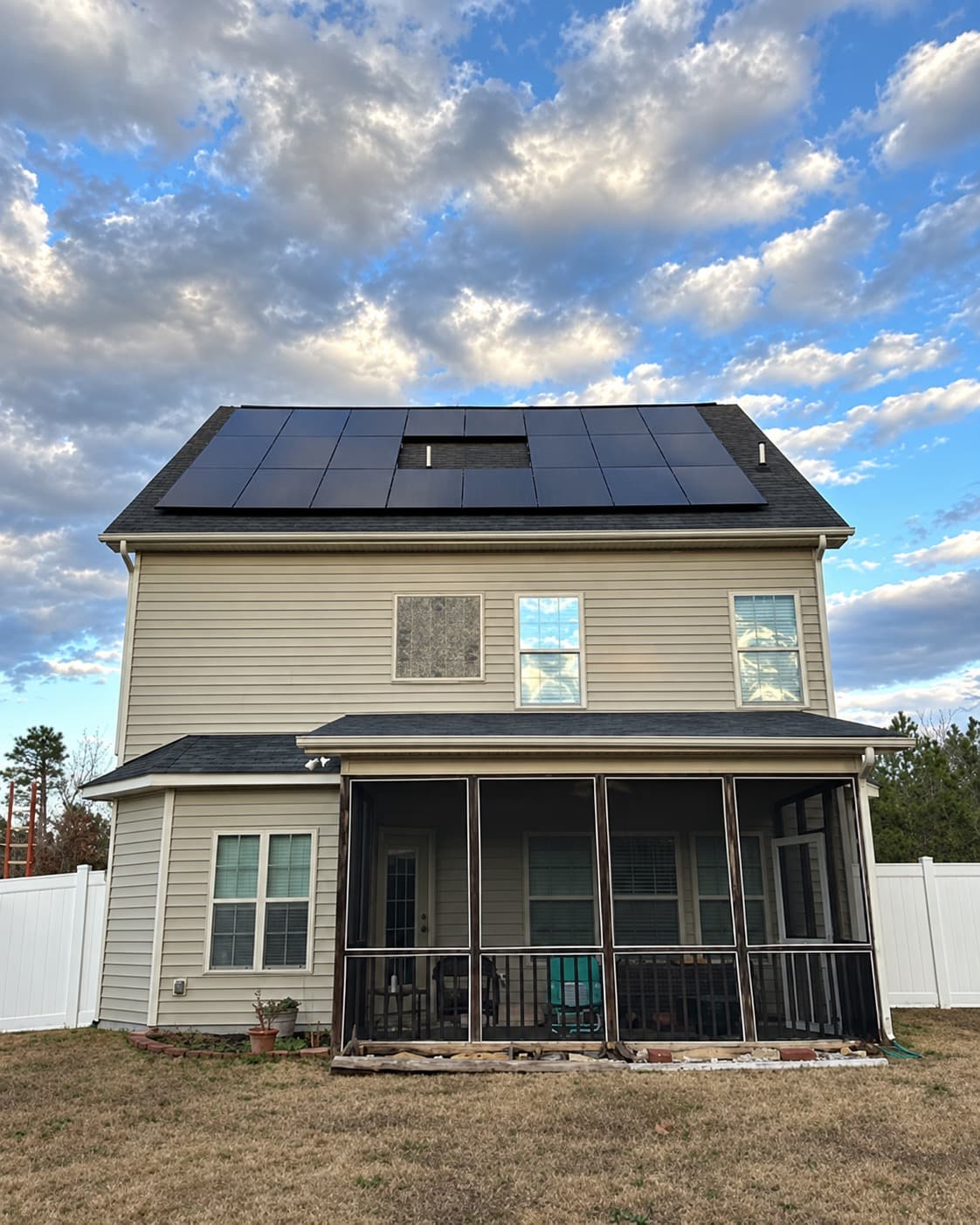 Solar panels across a residential roof